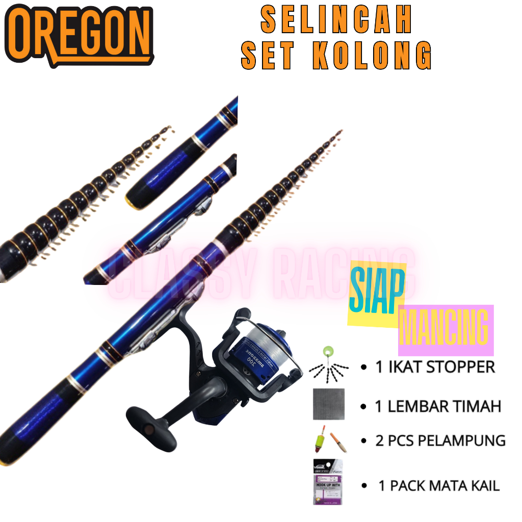 TEGEK OREGON SILINCAH SET KOLONG RUAS PENDEK 33CM BAHAN CARBON RINGAN LENTUR