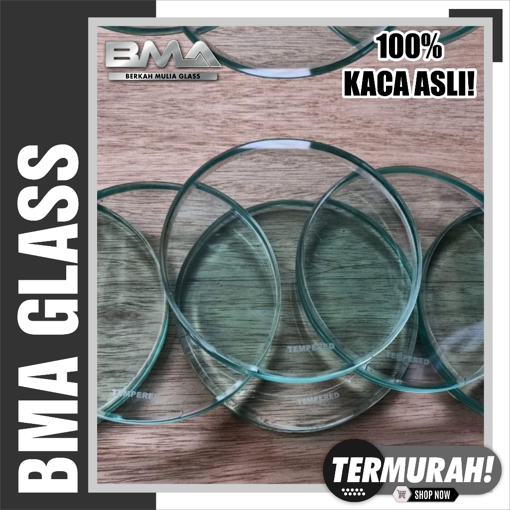 CUSTOM POTONG BULAT 5MM Rp.21/CM² KACA POLOS BENING CLEAR