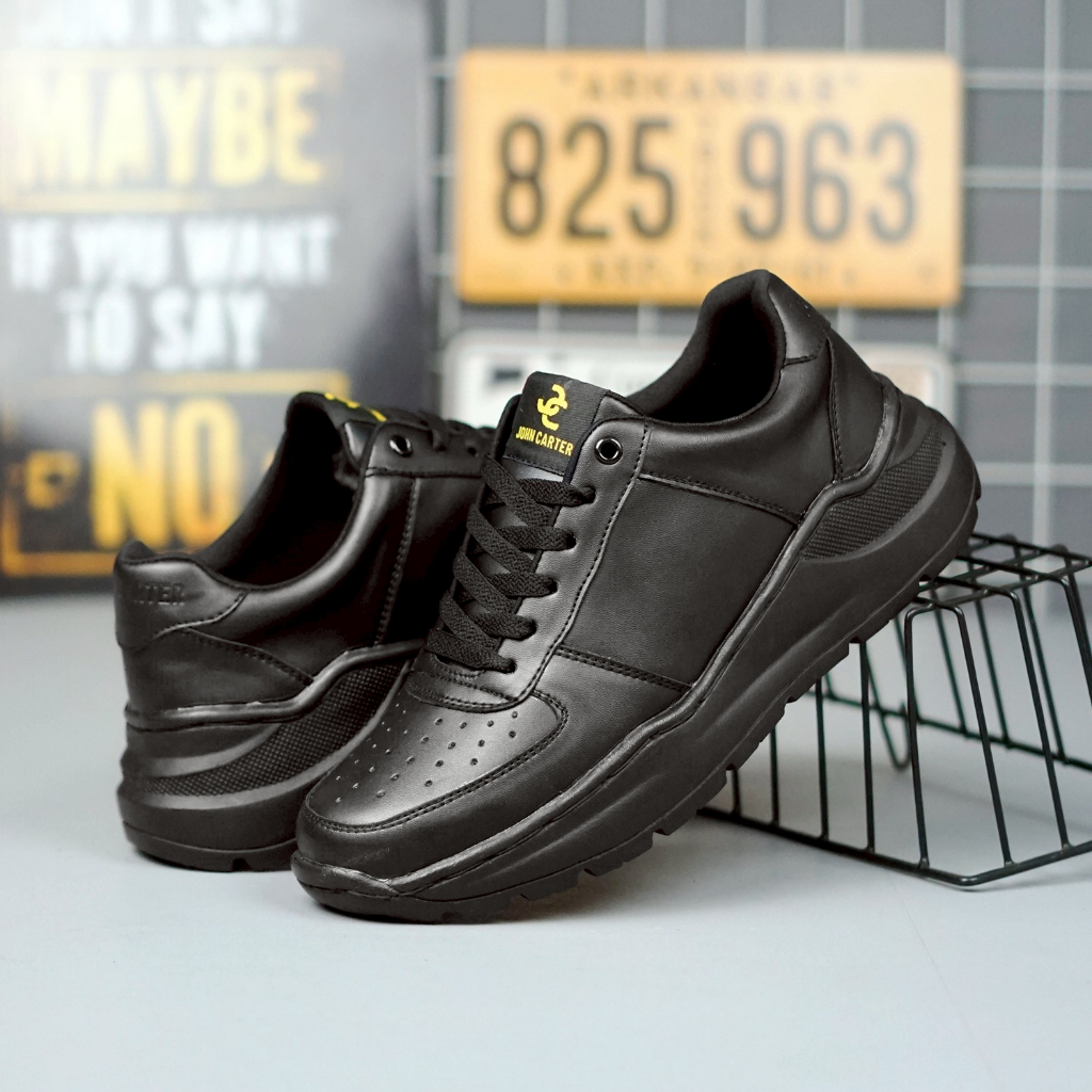 DENNAY Emrane Sepatu Casual Pria Kerja Hitam Sneakers Keren Original Ful hitam