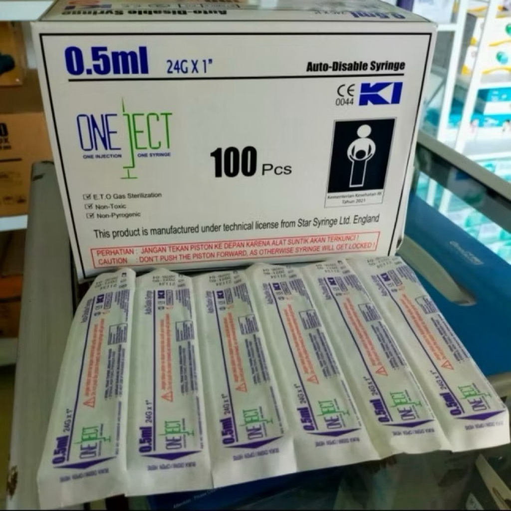 Syringe Oneject 0.5 ml dan 0,05ml, 1 ml, 3ml, 5ml ED 2029/2030