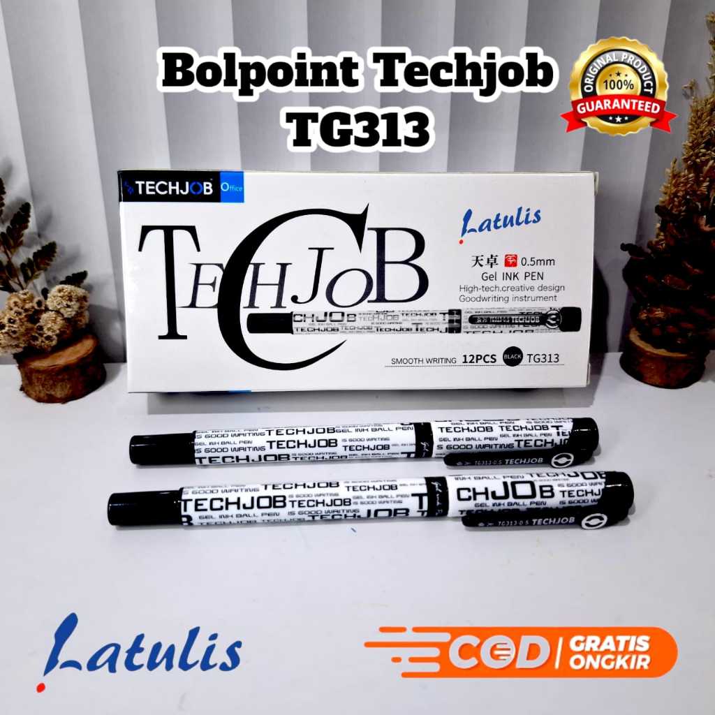 

BOLPEN TECHJOB TIZO TG-313 / BOLPEN 0.5 MM / POLPEN HITAM / GEL INK PEN / LUSIN