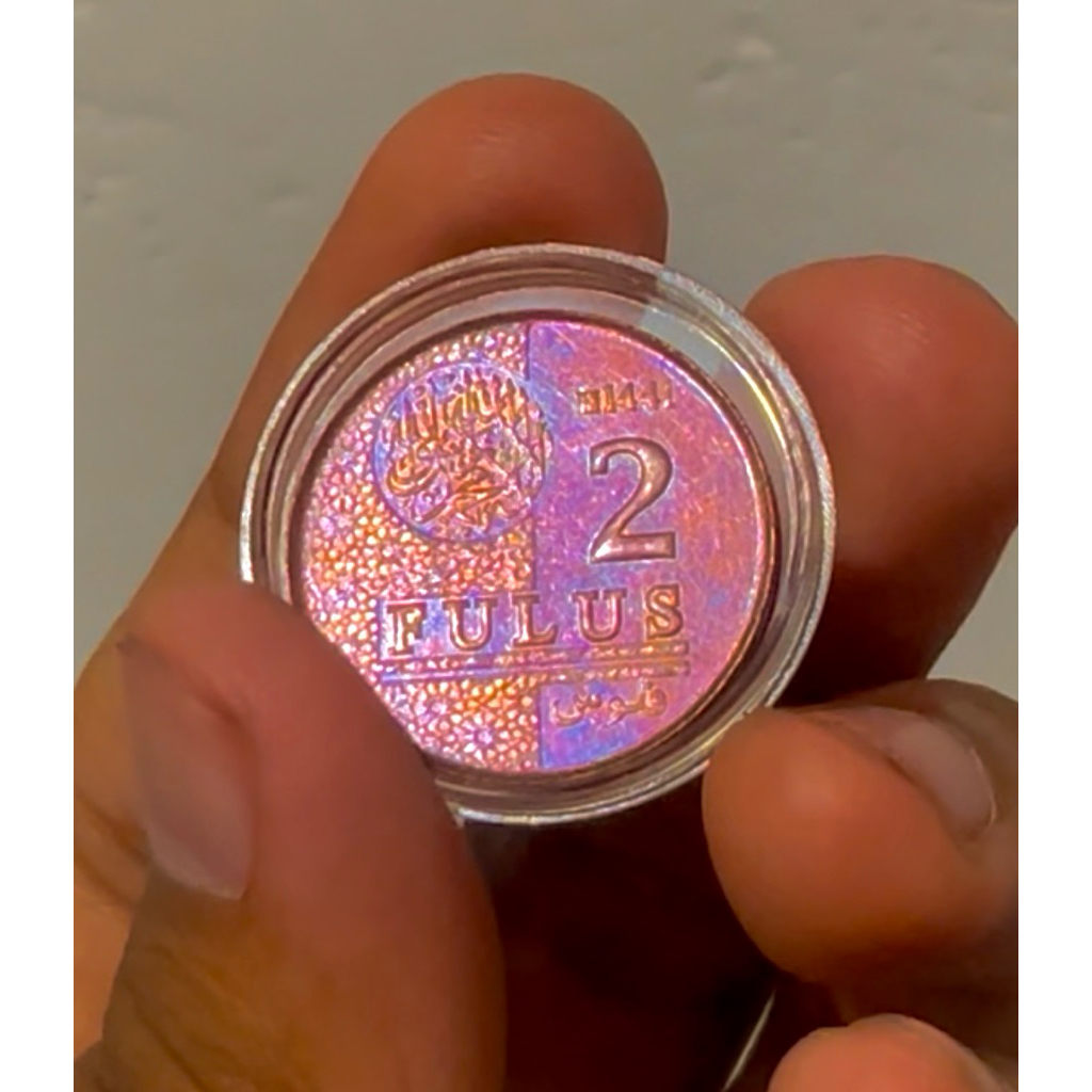 2 Fulus Tembaga Murni Tarnish Biru Violet Langka