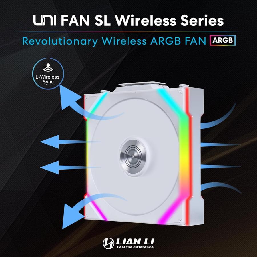 LIAN LI UNI FAN SL WIRELESS REVERSE 120 WHITE SINGLE FAN PACK 120MM FAN CASE
