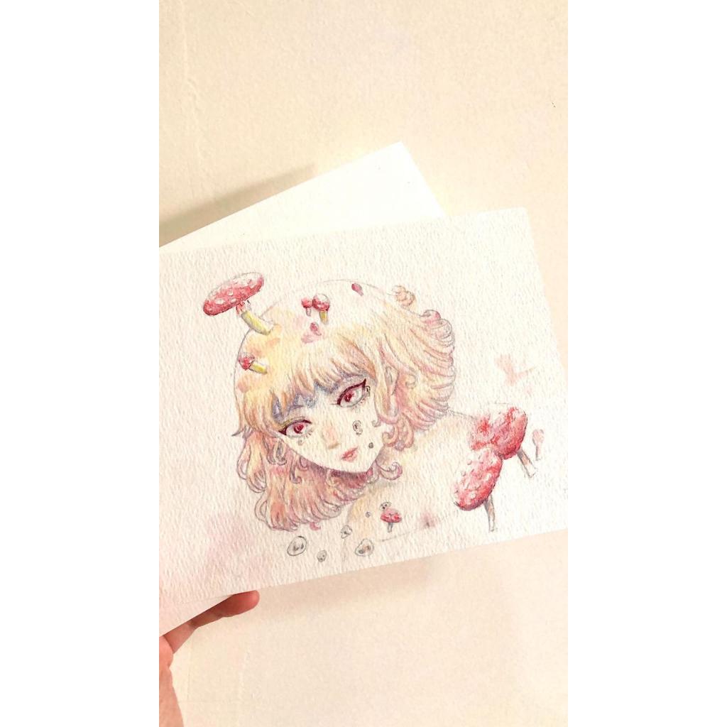 

Art Print ukuran A5 / Art Print Fairy / Peri Mushroom art print cat air / Art Print water color