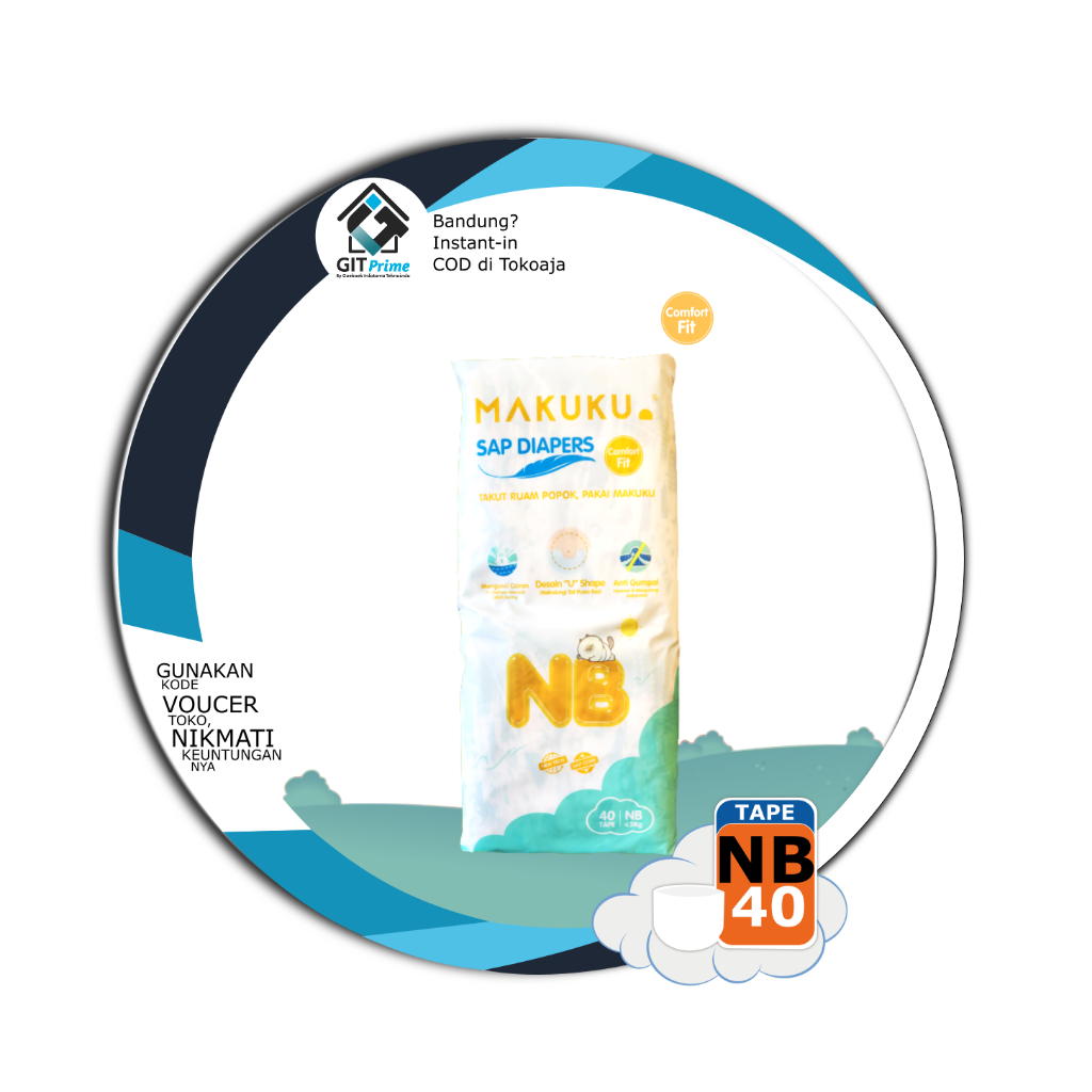Makuku Popok Premium NEW SAP Diapers Dry Care Comfort FIT nb40 NB 40 isi 40 pcs dan NB-s44 NB-s 54 T