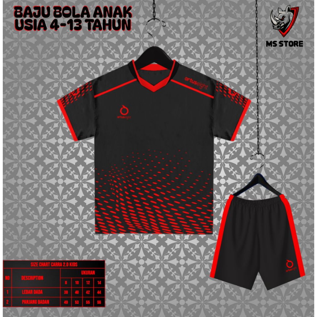 setelan baju bola anak laki-laki dan perempuan usia 3-13tahun satu stel baju dan celana