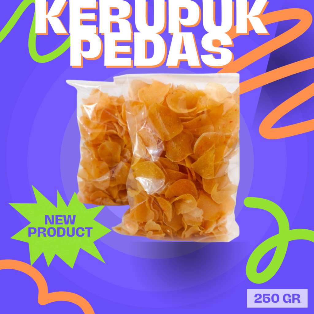 

Kerupuk Krecek Pedas Singkong Mentah Super Kemasan Renyah 250gr