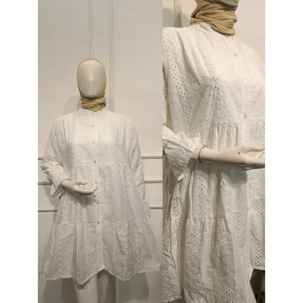 Tunik wanita - pakaian wanita - katbol - khusus putih - full furing