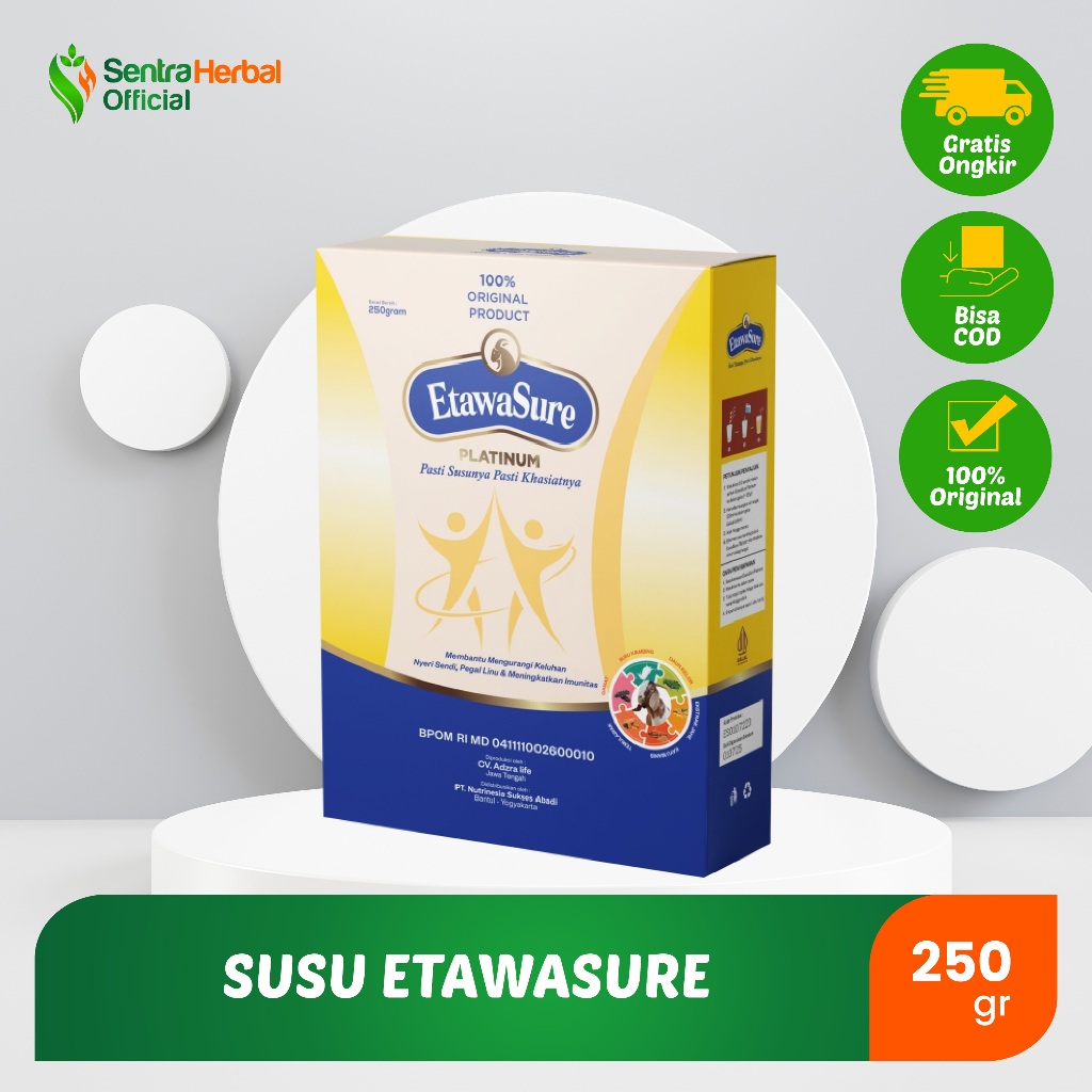 

Etawasure - Susu Kambing Etawa Bubuk Untuk Kesehatan Tulang dan Sendi isi 250 gr