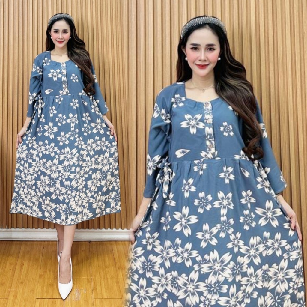 Daster Busui Lengan 3/4 Jumbo LD 120 Tali Samping Dress Seria Rayon Premium Grade A / Daster Lengan 