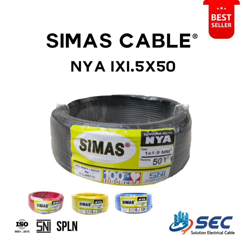 KABEL LISTRIK NYA 1x1.5x50Y SIMAS KABEL NYA SIMAS SNI SPLN TEMBAGA