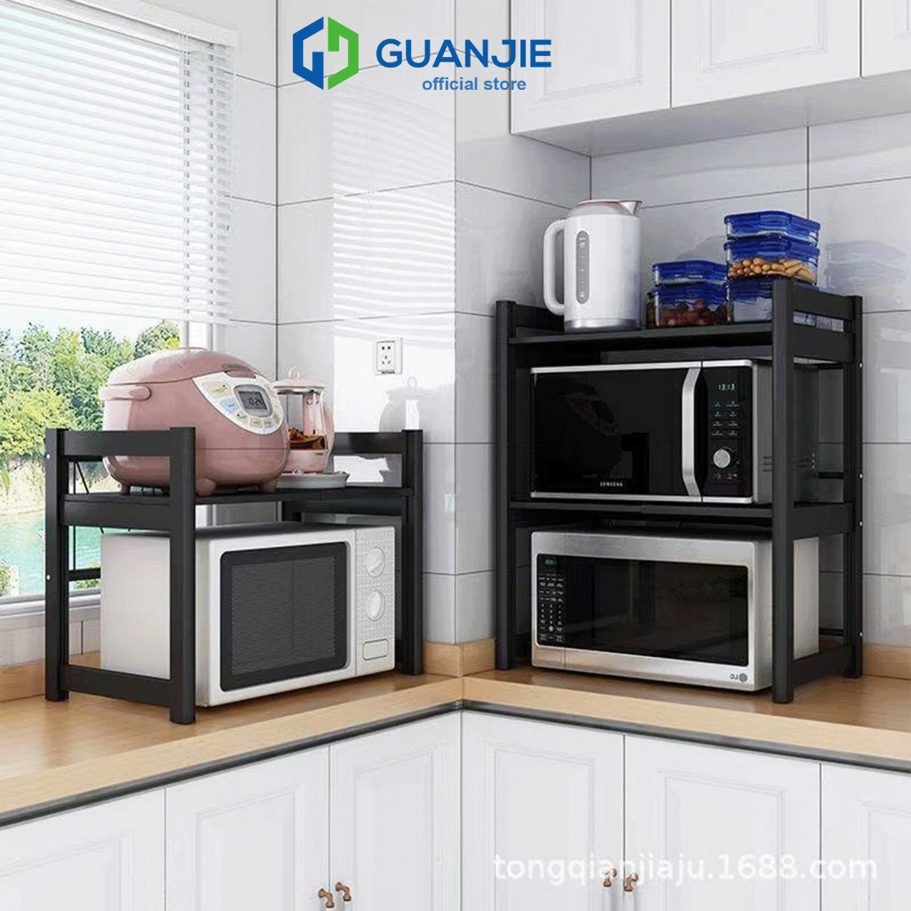 GUANJIE - [Dapat Diregangkan]Rak Microwave Rak Oven Rak Microwave Dapat Disesuaikan Rak Bumbu Dapur 