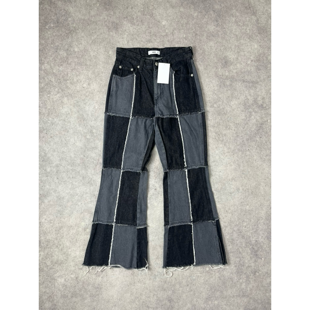 WEGO patchwork low rise flare pants