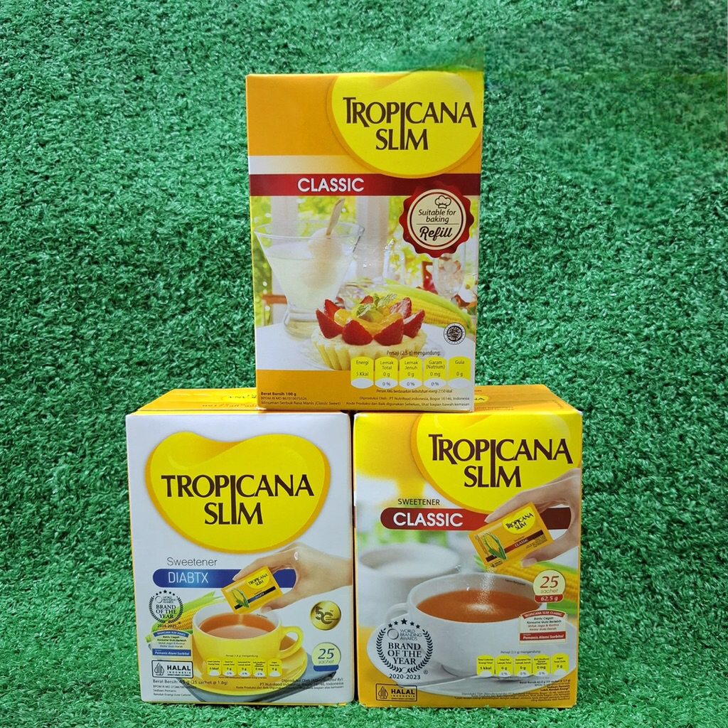 

Tropicana Slim Sweetener Sachet & Refill Stevia / Gula Aren Pemanis Alami Lokal HALAL