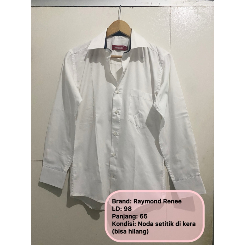 Preloved Kemeja Putih Pria Branded Raymond Renee Lengan Panjang Full Kancing