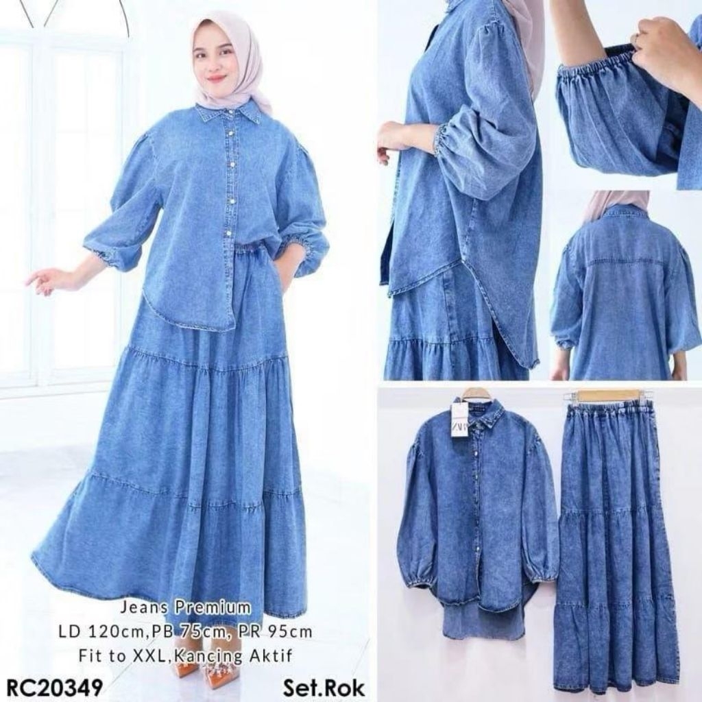 Setelan Jeans Jumbo Oneset Kulot dewasa Katun Denim wanita premium Ld 120 BB 40-80kg