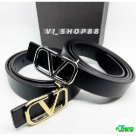 Belt Valentino Kulit Asli 2.5cm Ikat Pinggang Wanita Import - Silver, 110cm