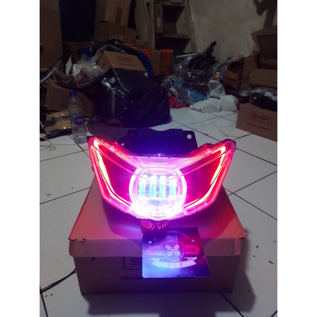 Paket keren reflektor Honda beat deluxe 2020-2023 set biled daymaker 4 lensa tampilan keren cahaya t