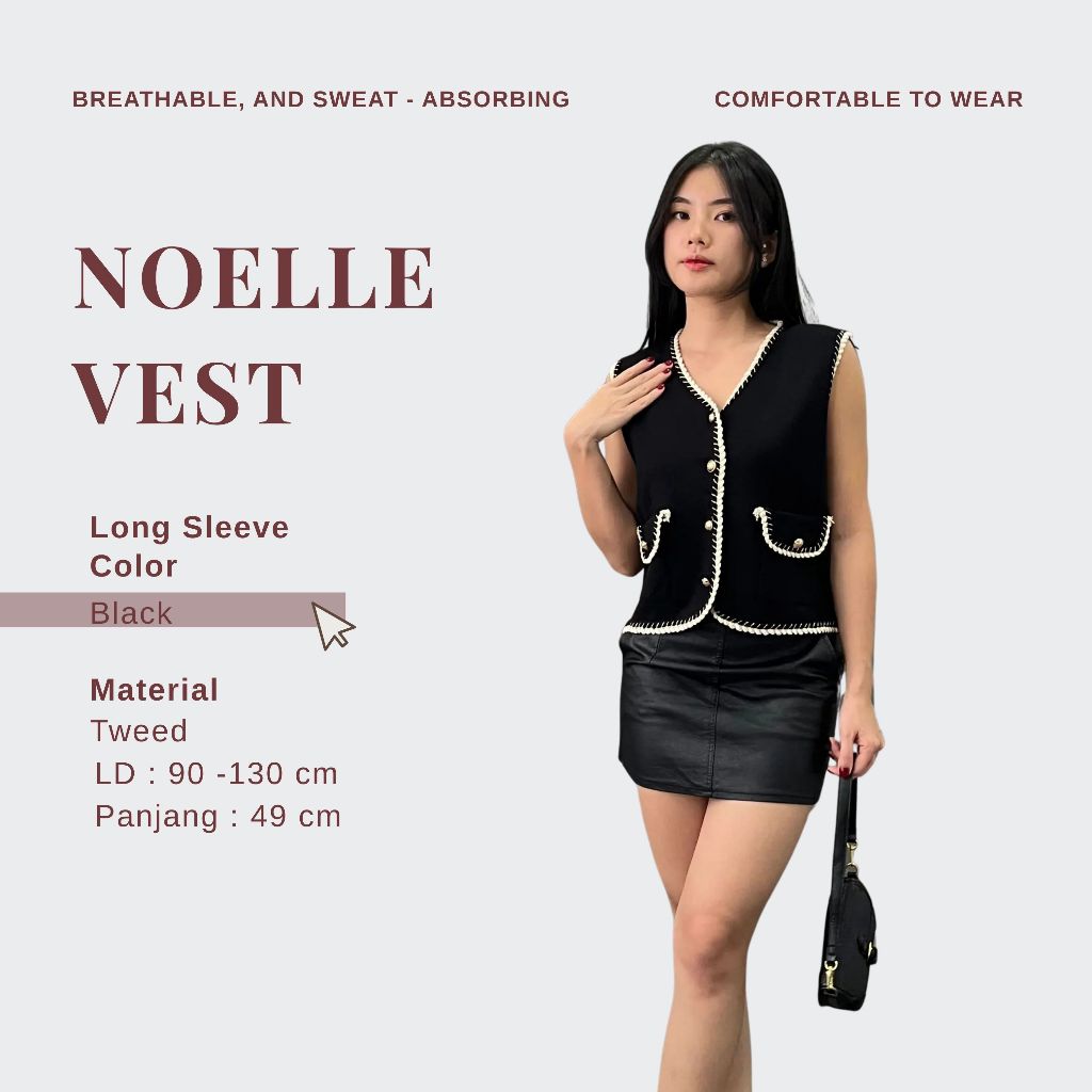 Ur Siblings Rompi Wanita Noelle Classy Knit Rajut Vest Casual Halus Tanpa Lengan Ada Saku Kekinian