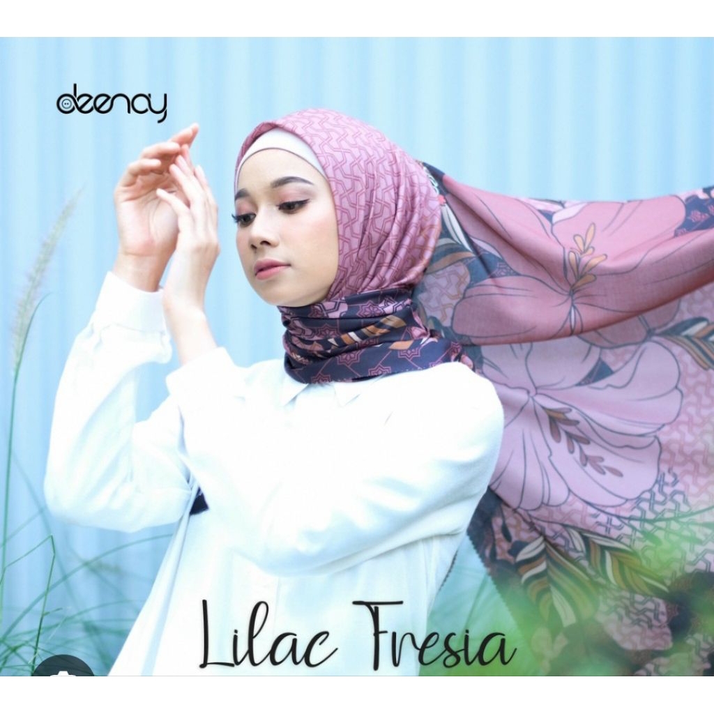 HIJAB DEENAY MOTIF LILAC FRESIA