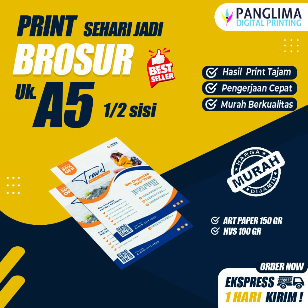 

CETAK BROSUR/FLYER- ART PAPER 150 GR - 1 SISI - 1 HARI JADI