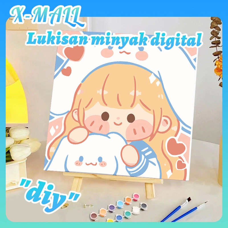 

Paint By Number 20x20cm Kit Kartun DIY Painting Kit Canvas Paint By Number Digital Melukis