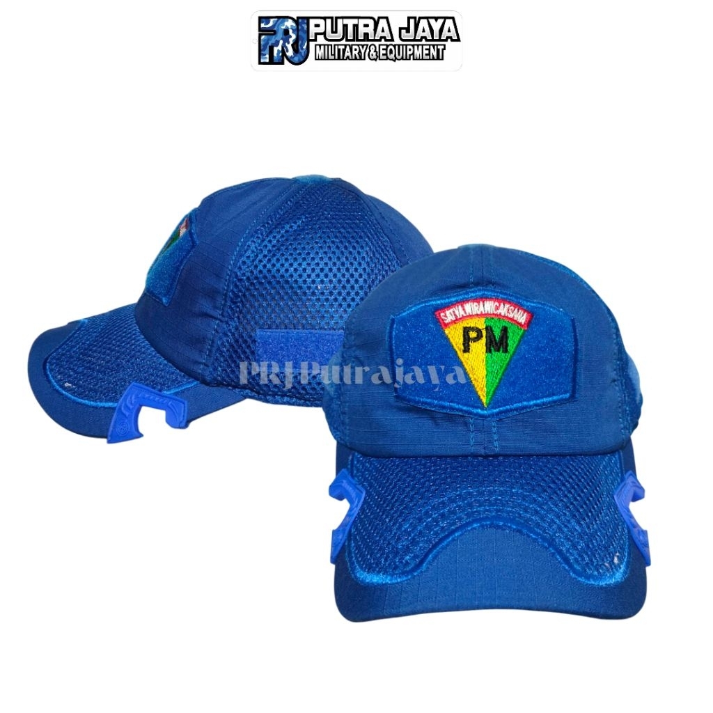 Terbaru Topi Velcro Coak Biru / Topi Tactical Coak PM / Topi Coak Biru Logo PM Polisi Militer