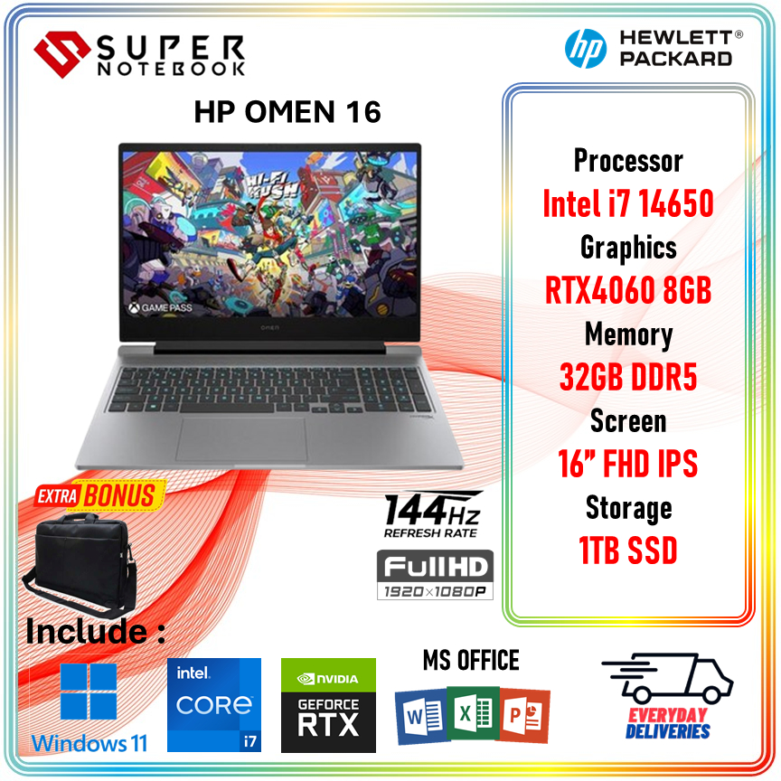 HP OMEN 16 i7 14650 RTX4060 8GB - 32GB - 1TB SSD 16" FHD IPS 144Hz
