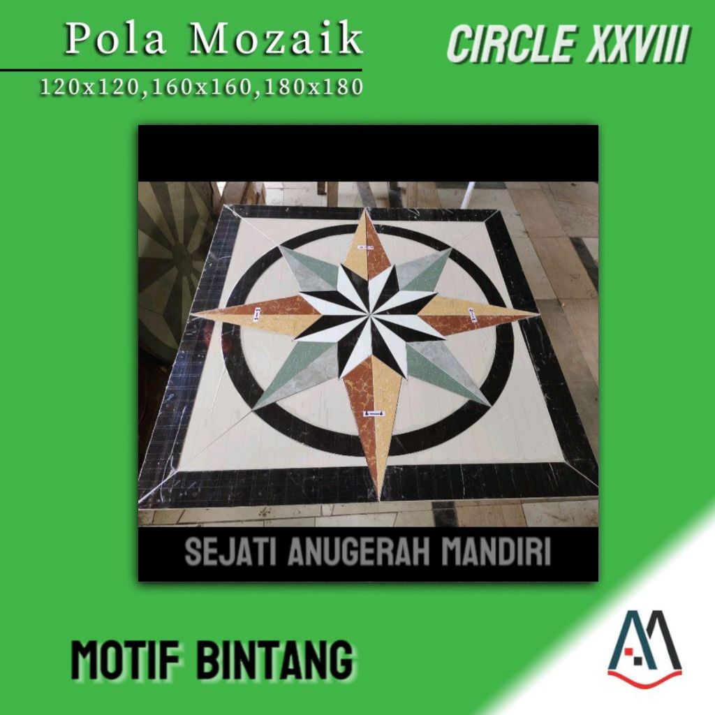 granit pola mozaik motif bintang ukuran 120x120 - circle XXVIII