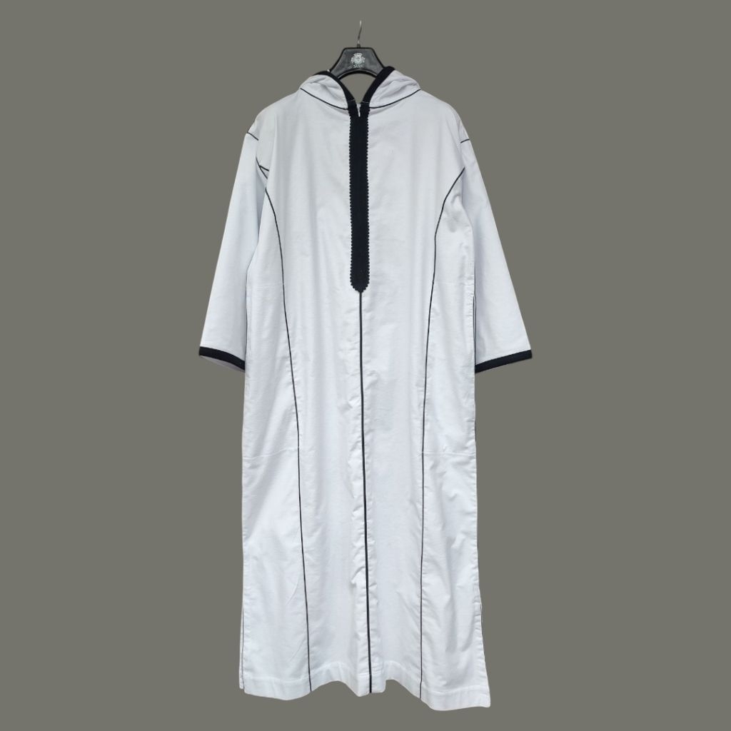 Djellaba.id Gamis Umroh Baju Muslim Jubah Sholat Hoodie Jalabah Kapucong Maroko Pria Flannel Putih