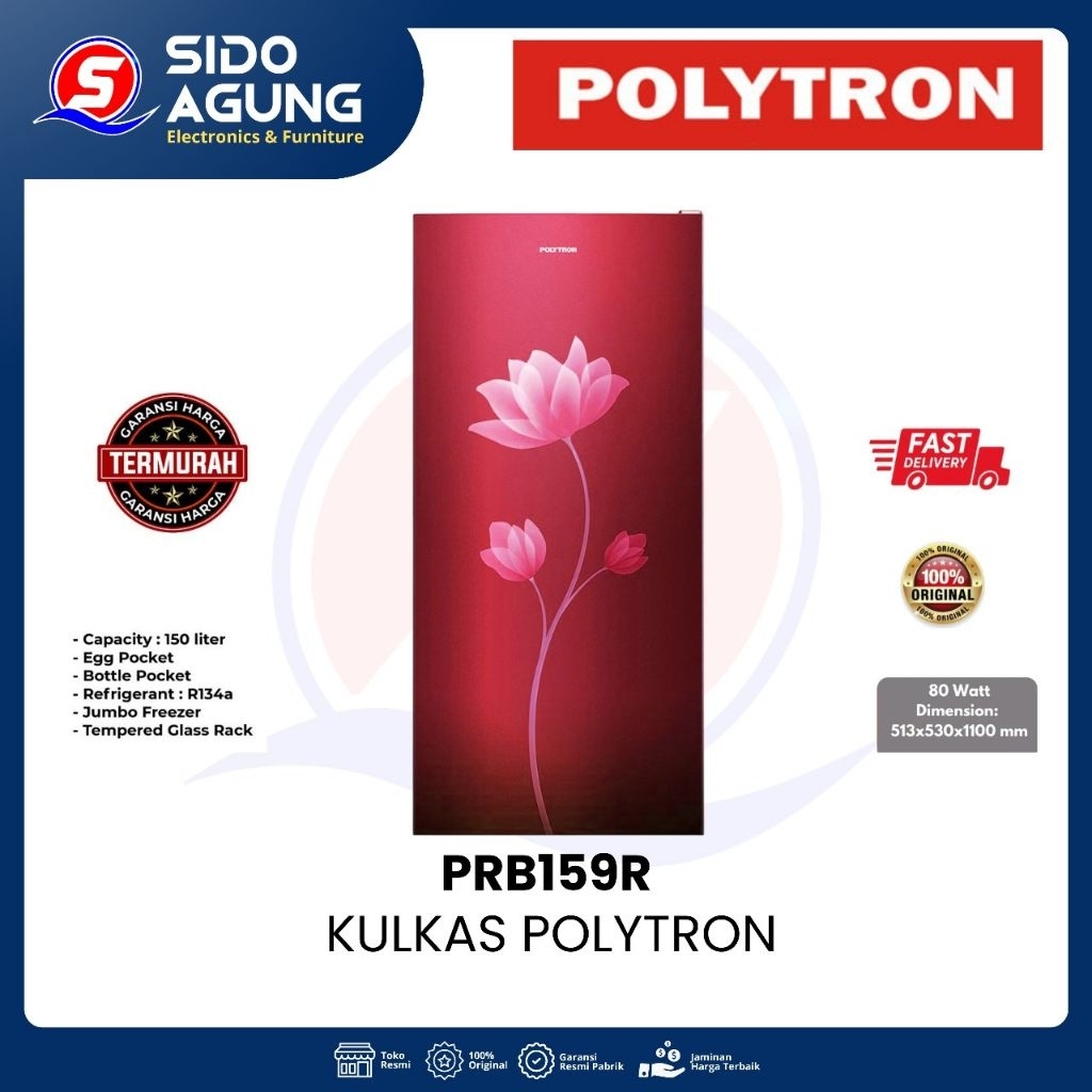 KULKAS 1 PINTU POLYTRON PRB159R || KULKAS CANTIK 150L