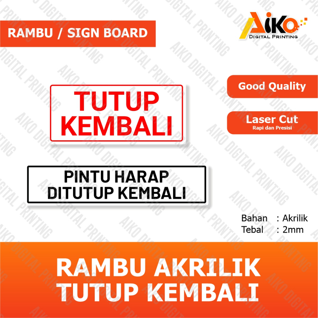 

SIGN BOARD AKRILIK TUTUP KEMBALI | RAMBU AKRLIK TUTUP KEMBALI | PLANG AKRILIK