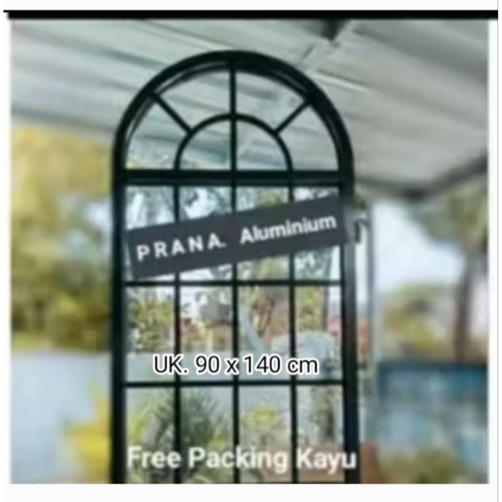 Jendela Aluminium LENGKUNG Kaca Mati, Uk. 90 x 150 cm (FRAME 4 INCH )/ Kirim Se-Indonesia