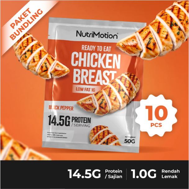 

[10 pcs] NutriMotion Ready To Eat Chicken Breast Combo (50g) - Black Pepper - High Protein & Low Fat