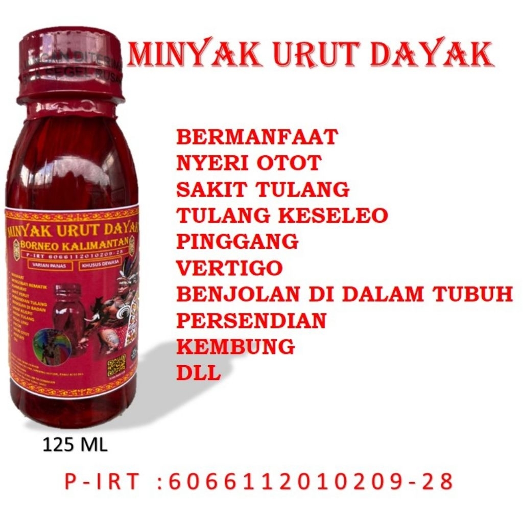 Minyak urut dayak panas 125ml original borneo kalimantan