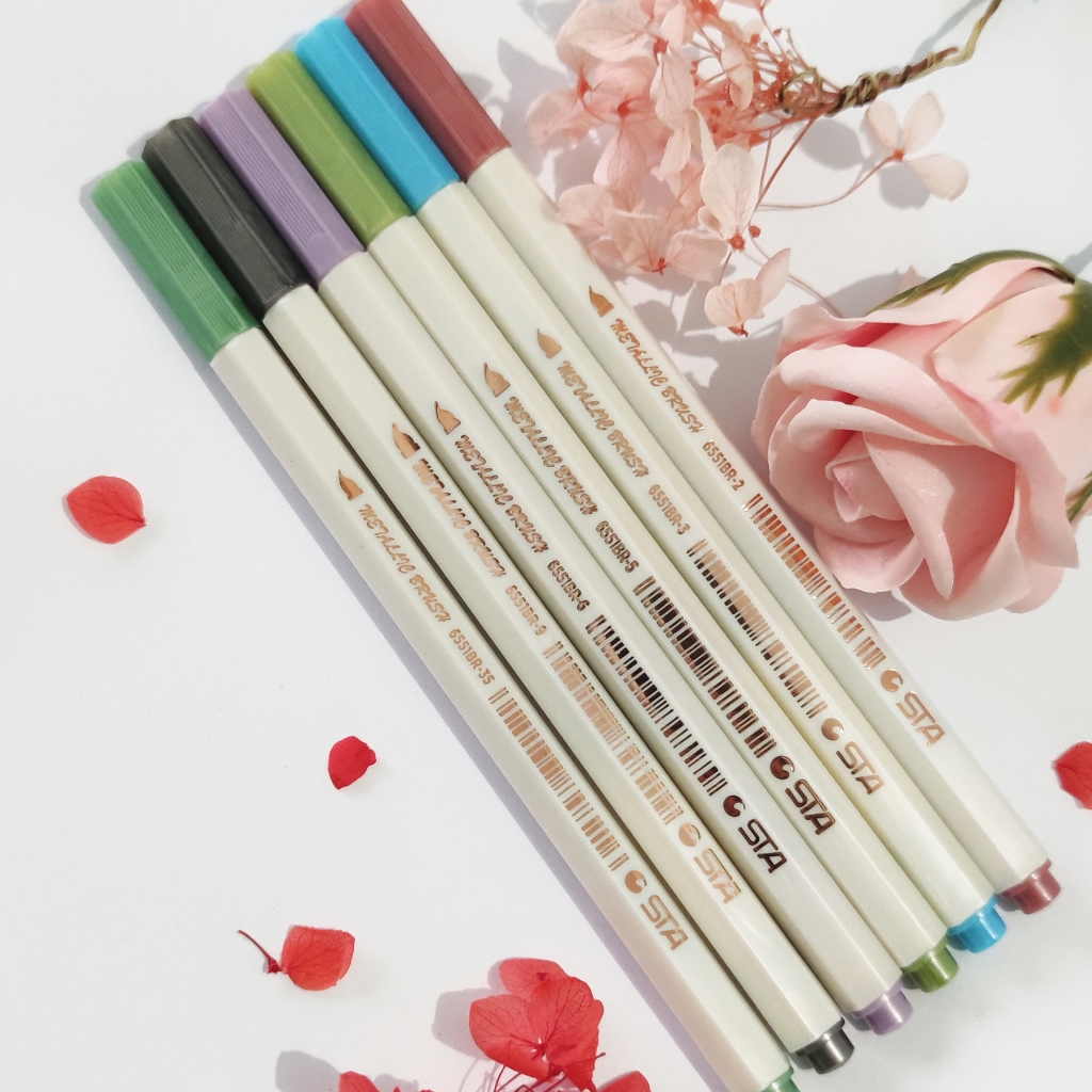 

Brush Pen Metallic | Pen Spidol Berwarna | Full Color Pulpen Kuas Kaligrafi Dekor