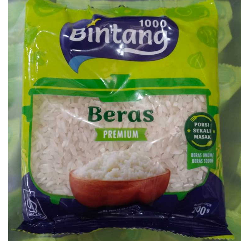 

BERAS PREMIUM BINTANG 1000 200 GRAM HALAL KEMASAN EKONOMIS HIDANGAN PARCEL KHITANAN SYUKURAN HADIAH AQIQAH BINGKISAN TOKO SEMBAKO MURAH