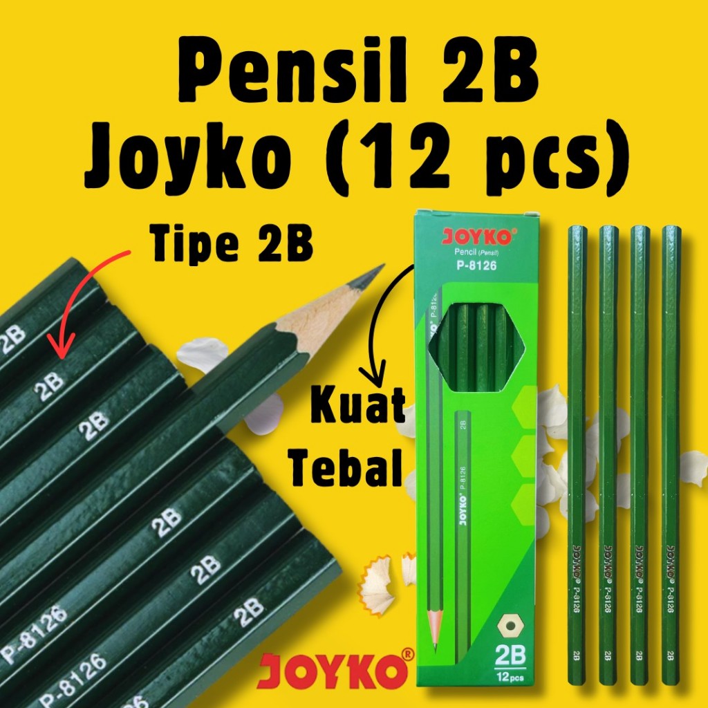 

Pensil Joyko P-88 2B Isi 12 pcs / 1 Pack - Pensil Kayu Ujian Nasional & Komputer - Pensil Hitam Asli Joyko Original - Bonus Penghapus - Pensil Sekolah & Kantor Terbaik