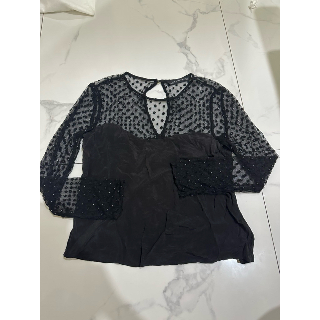 zara blouse motif polkadot mata
