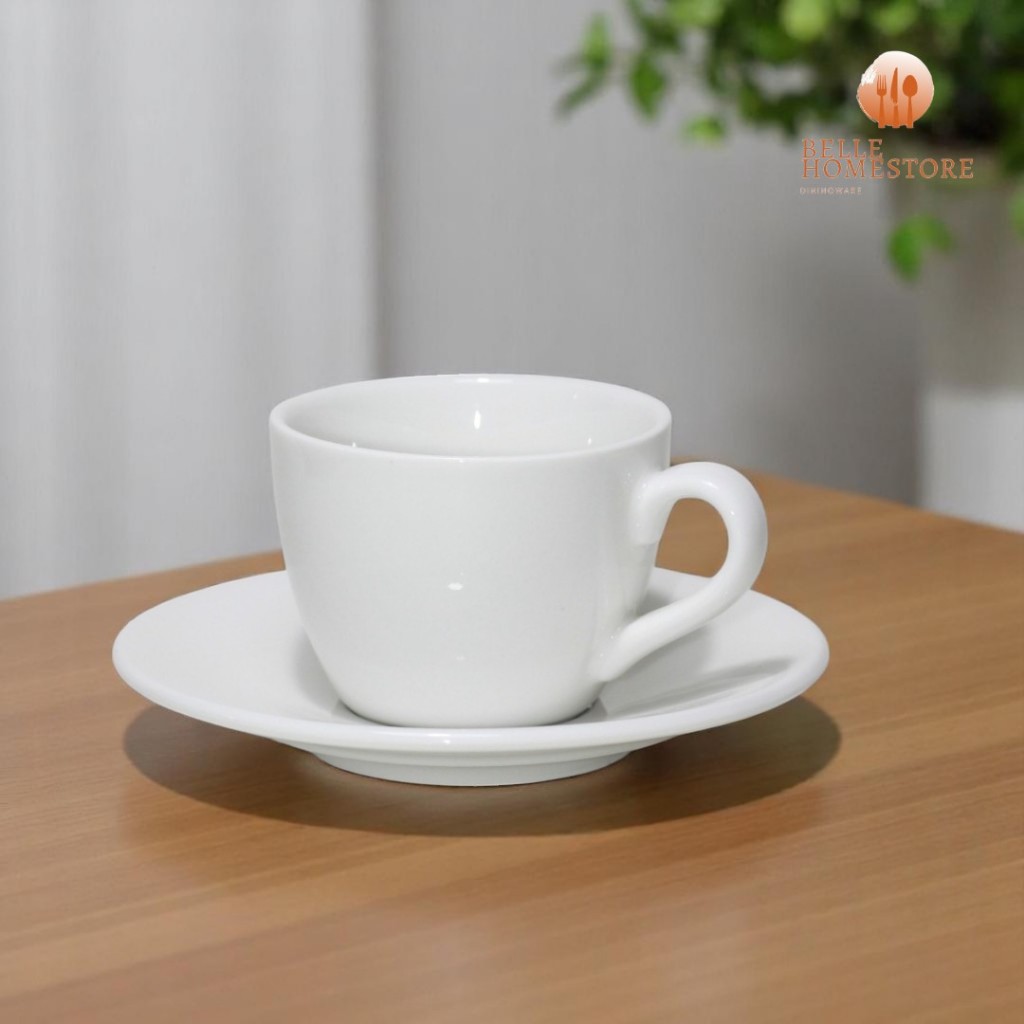 Cangkir kopi set keramik putih Bistro cup saucer 235ml