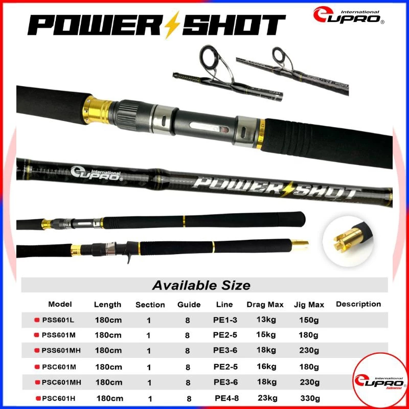 Joran Jigging One Piece EUPRO Power Shot PSS601 fuji RIng And Real Seat