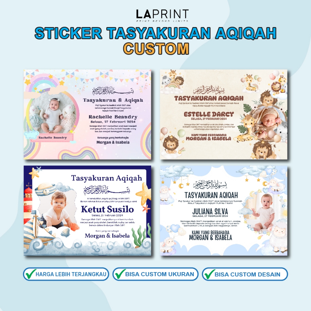 

Stiker Tasyakuran Aqiqah Bayi – Custom Nama & Tanggal | Murah & Unik