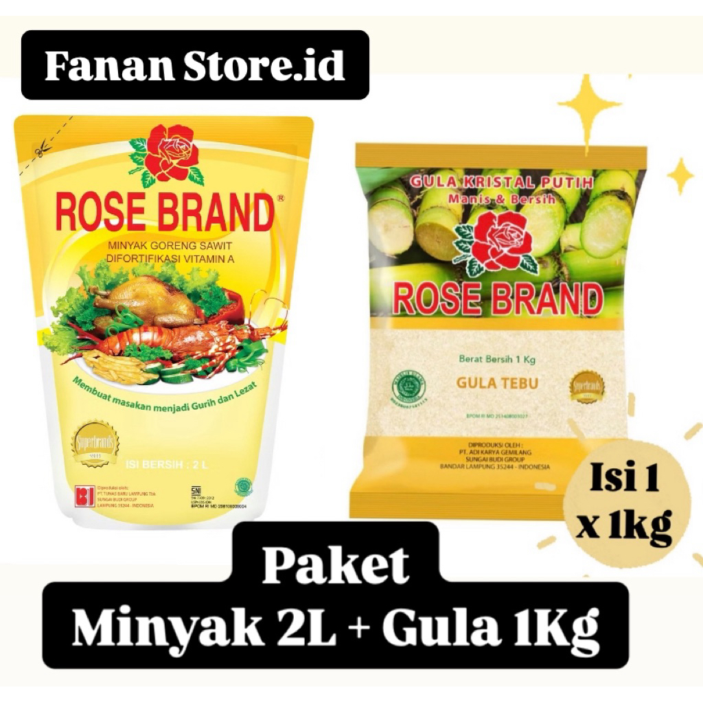 

Paket Minyak 2L + Gula 1Kg Rose Brand