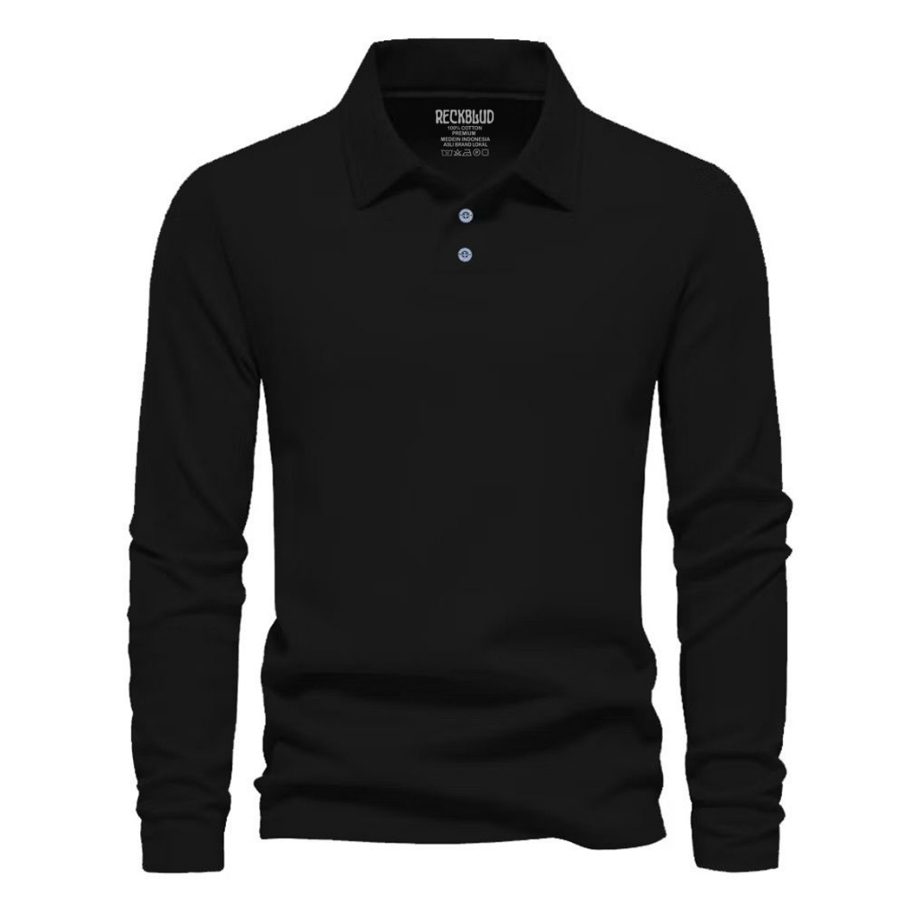 Reckblud - Kaos Polo Lengan Panjang Polos Elegan Unisex Coksu