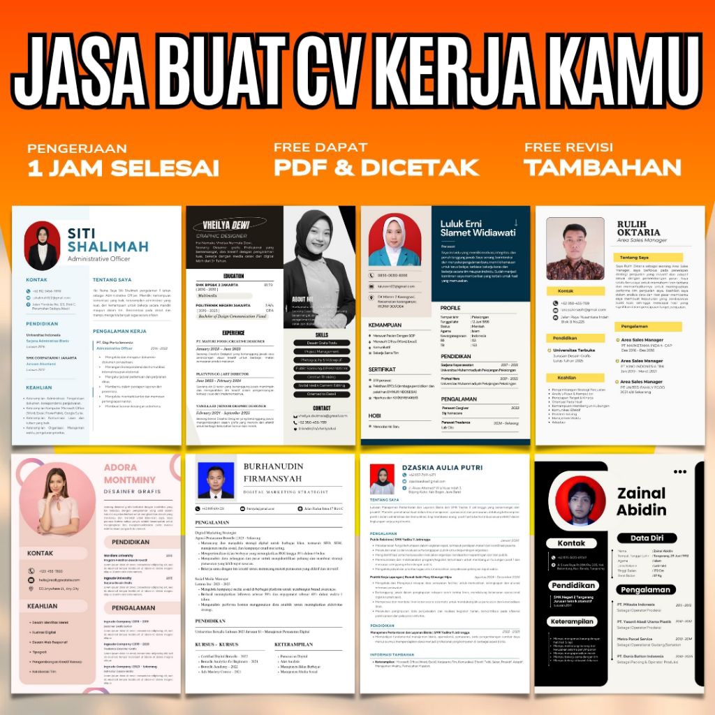 JASA PEMBUATAN CV KERJA/ LAMARAN KERJA / EDIT FOTO / SURAT KERJA
