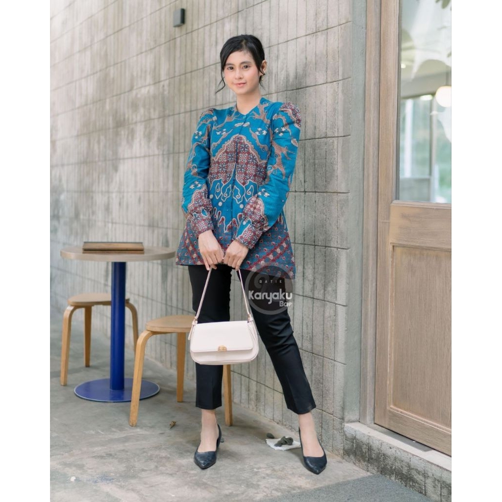 Blus batik wanita elegan seragam kantor / kerja terkini bahan katun prima halus bisa untuk seragaman