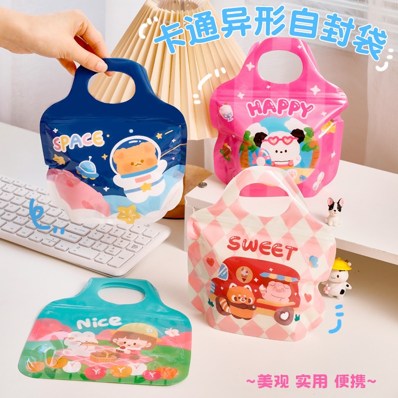 

(BELANJAONLINEKU)Plastik Ziplock Mini Tas Jinjing Plastic Bag Zipper Karakter Hewan Goodie Bag Permen Biskuit Anti Air Hampers Lucu Motif Kartun