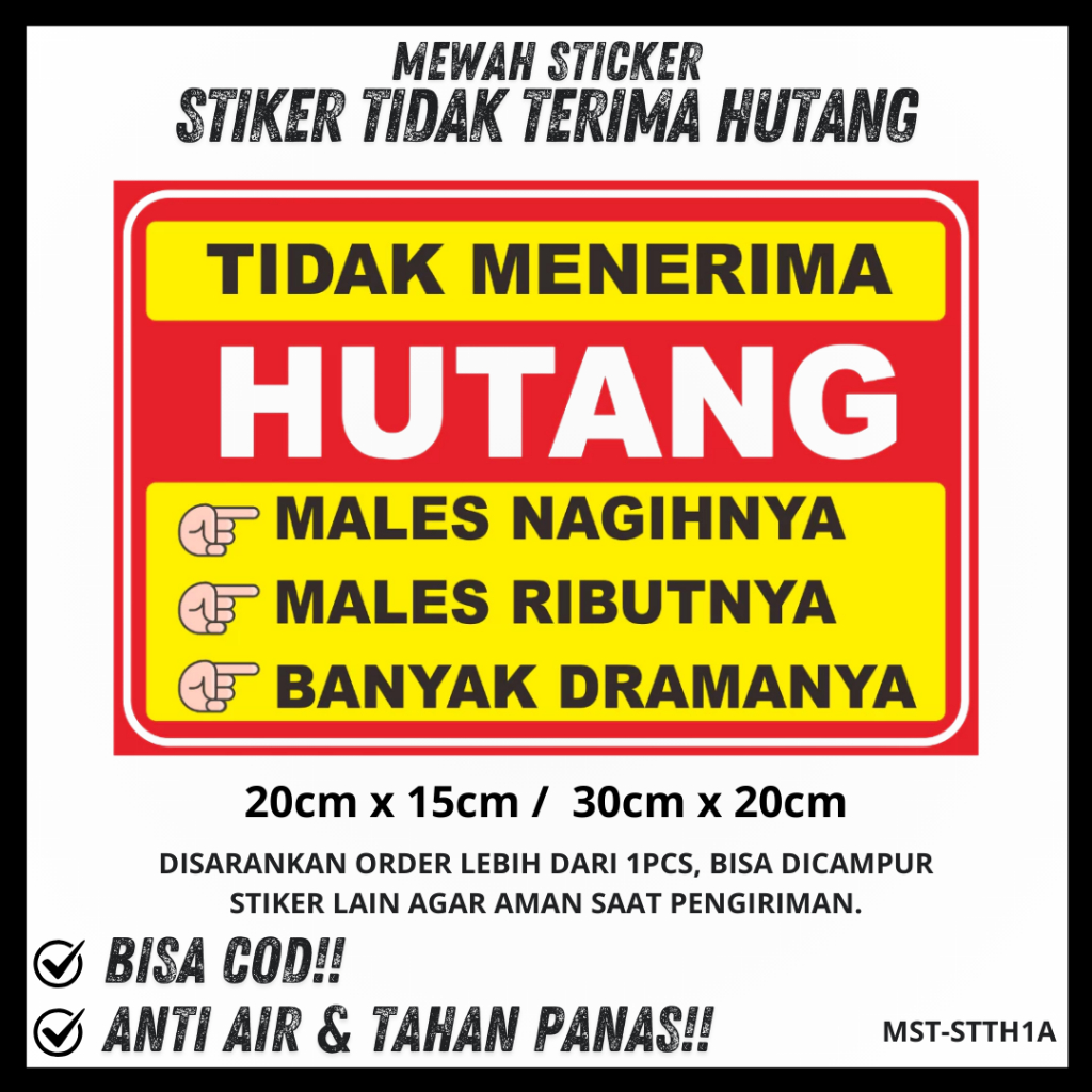 

STIKER TIDAK MENERIMA UTANG