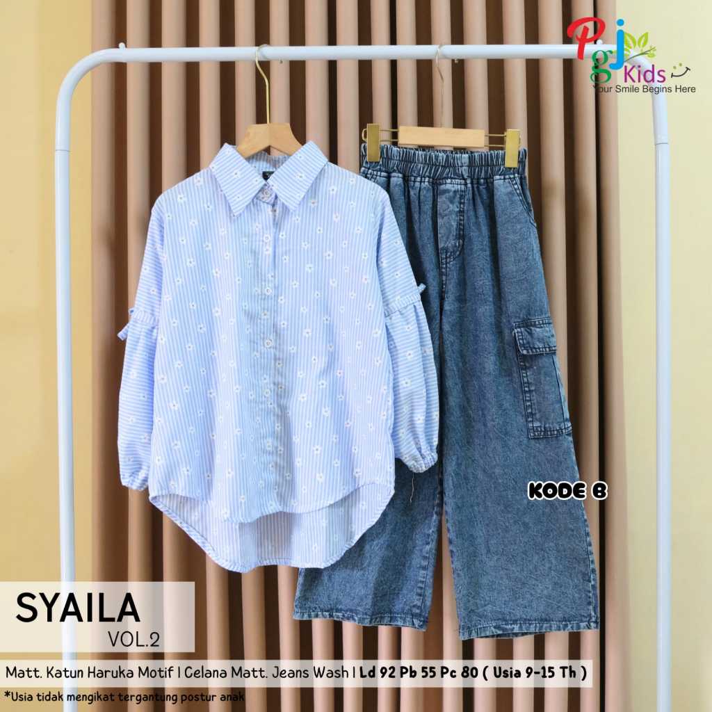 setelan jeans anak perempuan 9-15 tahun syaila set teen ori pgj kids