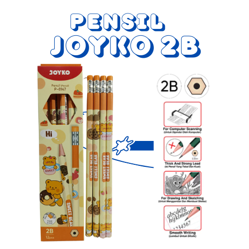 

insiwshop -- PENSIL JOYKO 2B P 8147 SWEET BEAR TAHAN PATAH 1 PACK 12 PCS